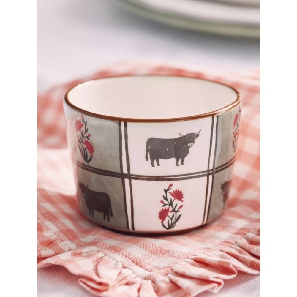 Anthropologie Millie Berry Basket Bowl Cow Bull Green Refrigerator Farmhouse